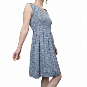 Floral Dress Sleeveless Blue, tan and cream colors Size S SM WARDROBE